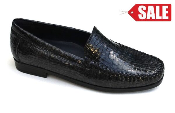 S057 Sioux mocassin “Campina-HW” antraciet croco print lakleer