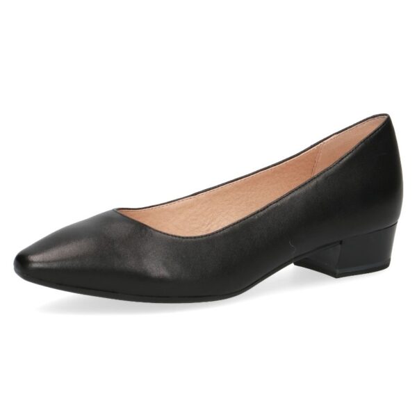 C066 Caprice pump met spits neusje zwart leer