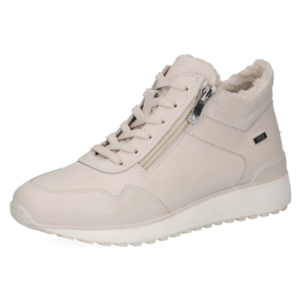 C007 Caprice half hoge gevoerde sneaker met “Tex” gebroken wit leer