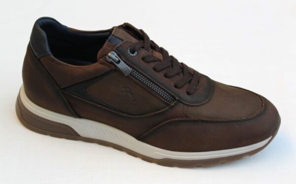 FL003 Fluchos sneaker met rits bruin gevet nubuck combi