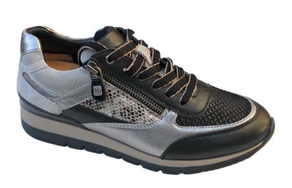 H005 Helioform sneaker zwart met zilver combi